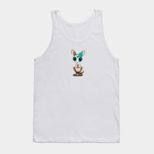 Blue Day of the Dead Sugar Skull Baby Kangaroo Tank Top